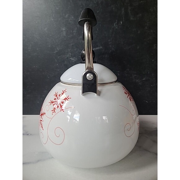 Red Snowflake White Tea Kettle - Picture 5 of 10